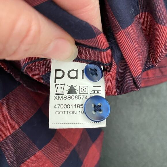 Parx Slim Red/Blue Plaid Checkered Long Sleeve Button Down Shirt Size 39CM, SM - Picture 5 of 8
